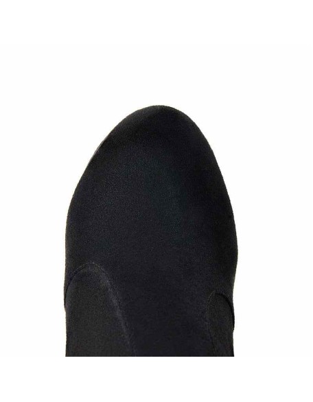 Black and Red Suede Platform Round Toe Chunky Heel Elastic Ankle Boots
