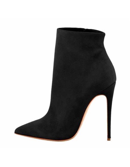 Suede Pointy Toe Stiletto High Heel Ankle Boots