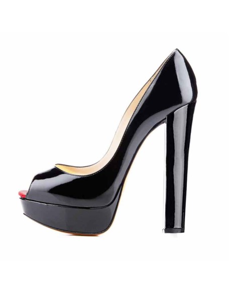 Peep Toe Platform Chunky High Heel Pumps