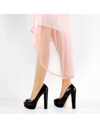 Peep Toe Platform Chunky High Heel Pumps