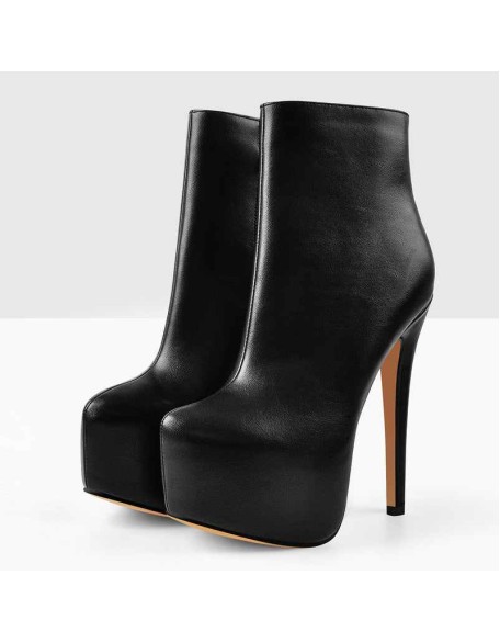Rounded Toe Platform Stiletto High Heel Ankle Boots
