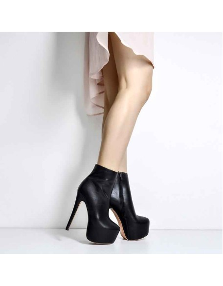 Rounded Toe Platform Stiletto High Heel Ankle Boots