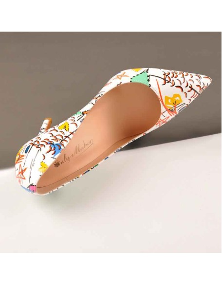 Graffiti Colorful Stiletto Pointed Toe 12cm High Heels Pumps