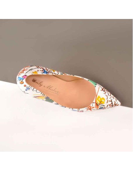 Graffiti Colorful Stiletto Pointed Toe 12cm High Heels Pumps