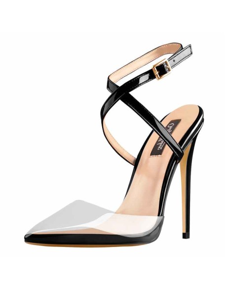 Pointed Toe Slingback High Heels Powderblue Sandals with Cross Strap