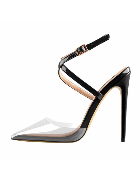 Pointed Toe Slingback High Heels Powderblue Sandals with Cross Strap