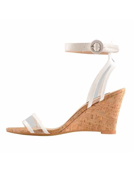 Low Mid Wedge Heel Slingback Transparent Ankle Strap Sandals