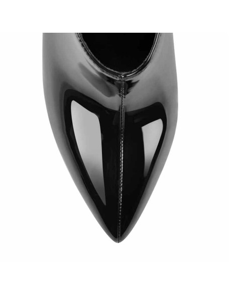 Pointed Toe Rhinestone Chain Patent Leather Stiletto High Heel Booties