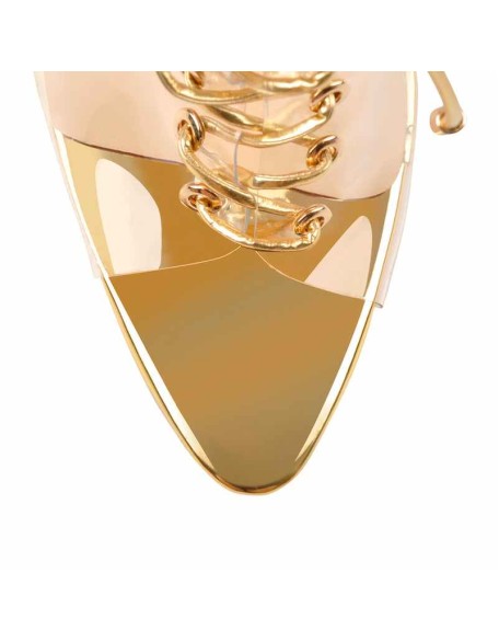 Open Toe Golden Lace up Transparent Zip Ankle Sandals Boots