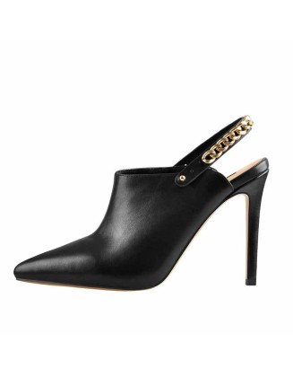 Pointed Toe Movable Straps Slip On Slingback High Heel Pumps Mules