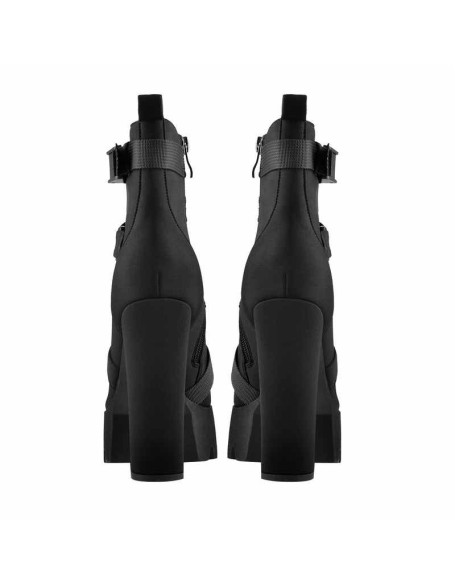 Platform Round Toe Zipper Strap Chunky High Heels Ankle Boots