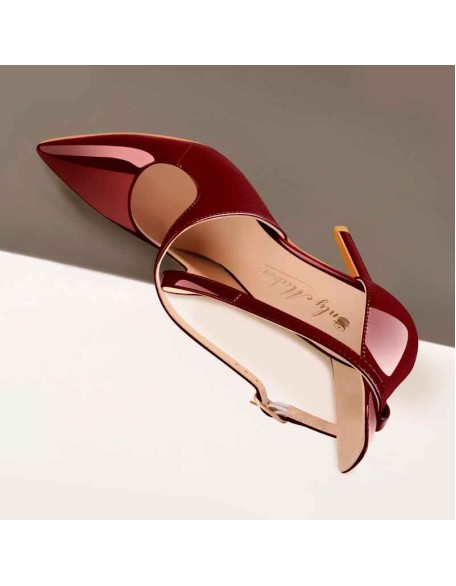 Black Patent Leather Pointed Toe Cross Strap High Heel Pumps