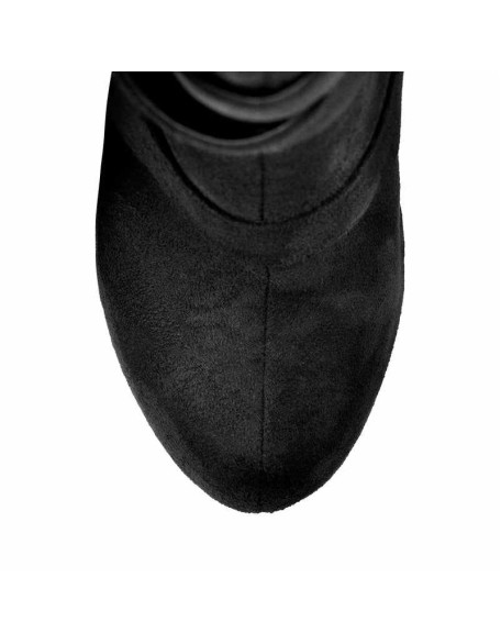 Black Suede Platform Buckle Stiletto Over The Knee High Boots