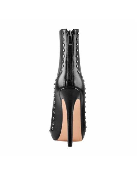 Peep Toe Platform Stiletto High Heel Rivet Ankle Boots