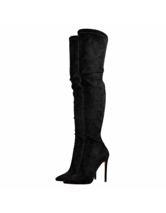 Stretch Over the Knee High Boots Pointed Toe Stiletto Booties