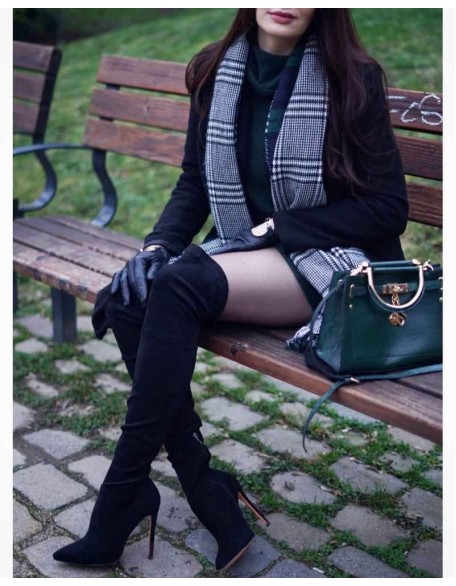 Stretch Over the Knee High Boots Pointed Toe Stiletto Booties