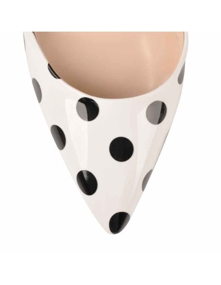 Pointed Toe Polka Dot Transparent Ankle Straps Stiletto High Heel Pumps
