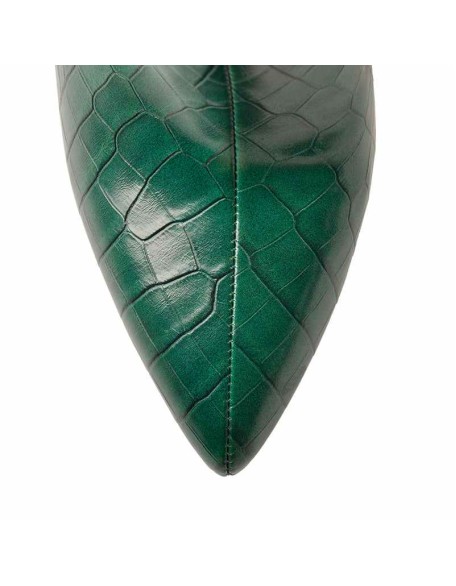 Pointed Toe Stone Pattern Chunky High Heels Darkseagreen Ankle Boots