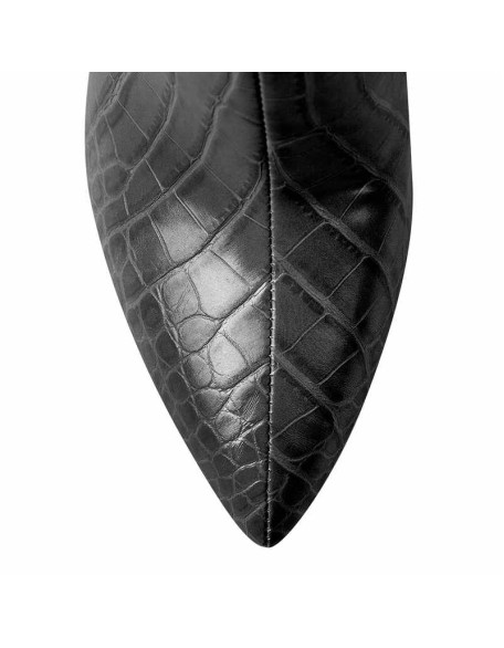 Pointed Toe Stone Pattern Chunky High Heels Darkseagreen Ankle Boots