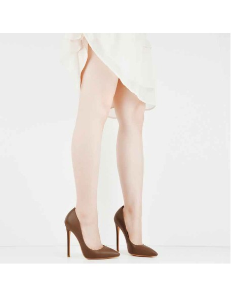 8cm 10cm 12cm Brown  Pointed Toe Slip On High Heel Pumps