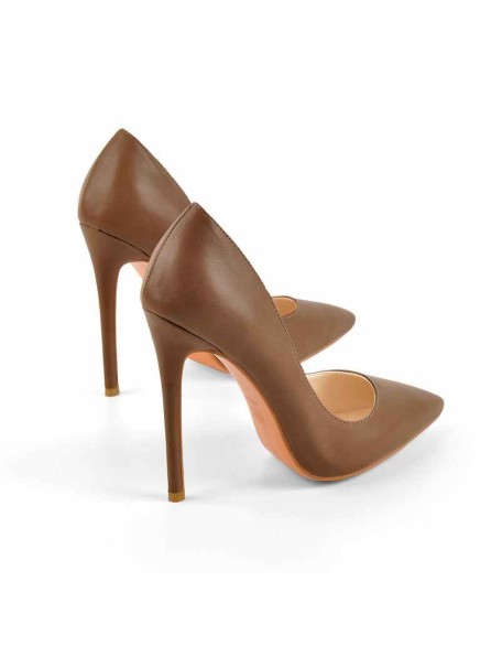 8cm 10cm 12cm Brown  Pointed Toe Slip On High Heel Pumps