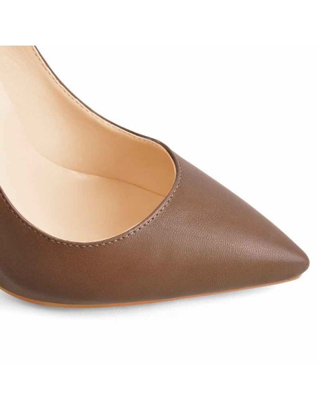 8cm 10cm 12cm Brown  Pointed Toe Slip On High Heel Pumps