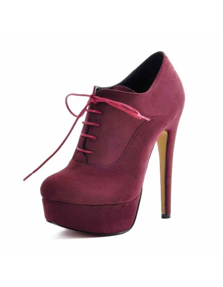 Platform Lace Up Stiletto High Heels Suede Leather Ankle Bootie
