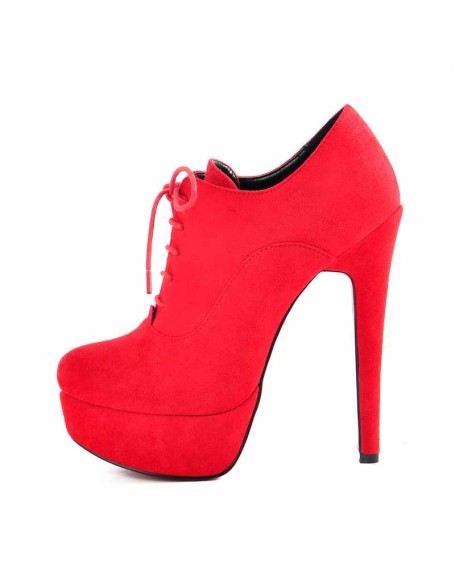 Platform Lace Up Stiletto High Heels Suede Leather Ankle Bootie
