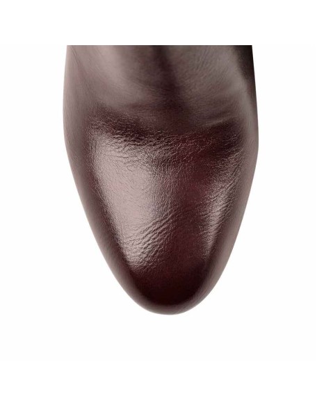 Round Toe Crinkle Mid Calf Chunky Heels Boots