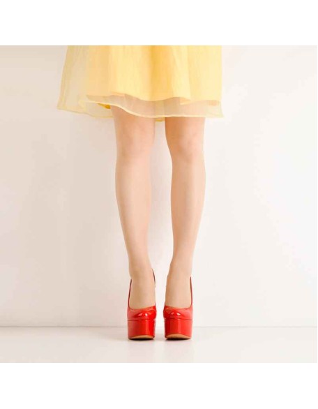 Patent Leather Rounde Toe Platform Red Stiletto High Heels Pumps