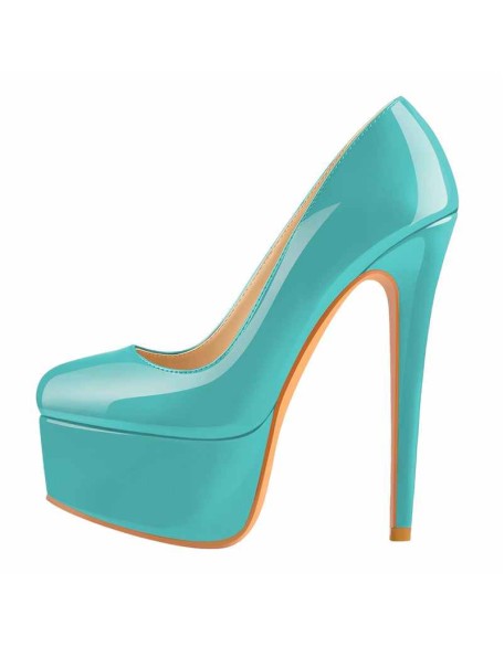 Patent Leather Rounde Toe Platform Leopard Stiletto High Heels Pumps