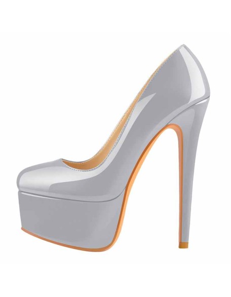 Patent Leather Rounde Toe Platform Leopard Stiletto High Heels Pumps