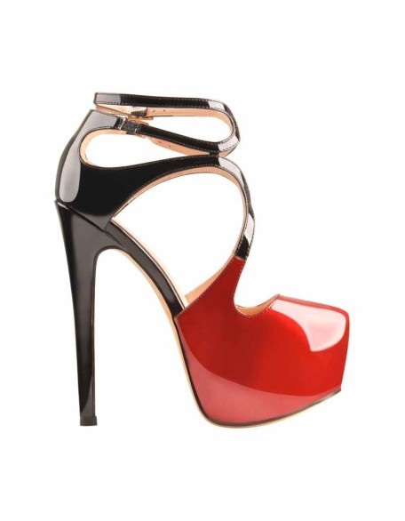 Platform Pointed Toe Cross Straps Ankle Buckle Stiletto Pumps
