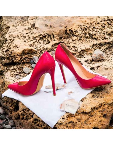 8cm 10cm 12cm Rose Red Pointed Toe Slip On High Heel Pumps