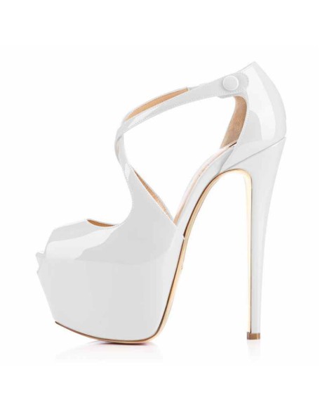 Criss Cross Peep Toe Platform Rose Red High Heels Sandals