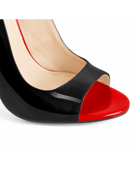 Black Red Peep Toe Thin High Heels Slingback Sandals