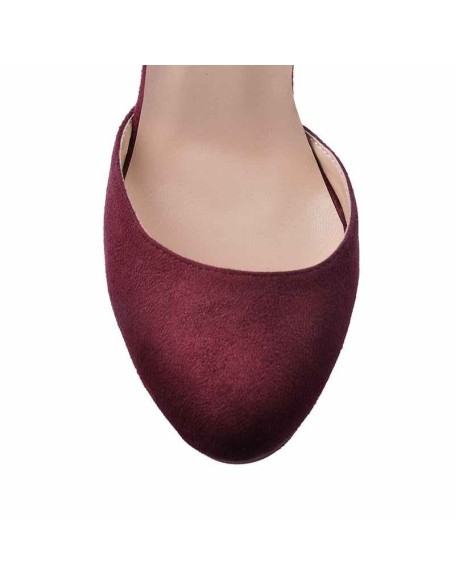 Platform Chunky High Heel Mary Jane Burgundy Pumps