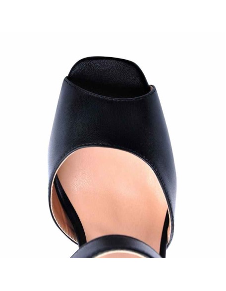 Peep Toe Platform Black Chunky High Heel Sandals