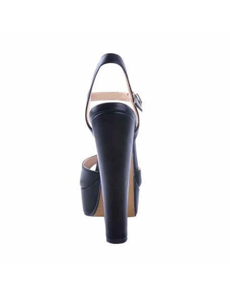 Peep Toe Platform Black Chunky High Heel Sandals