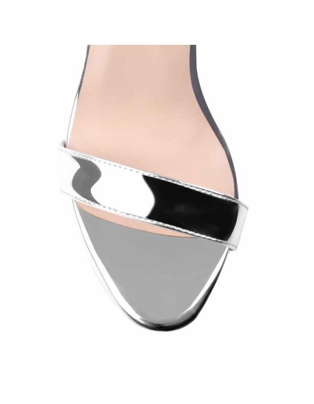 Silver Ankle Strap Platform Stiletto Single Band Sandals
