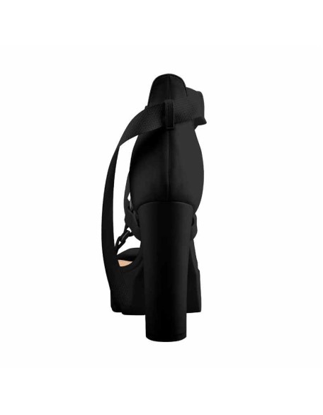 Open Toe Black Cross Strap Platform Block Heel Sandals