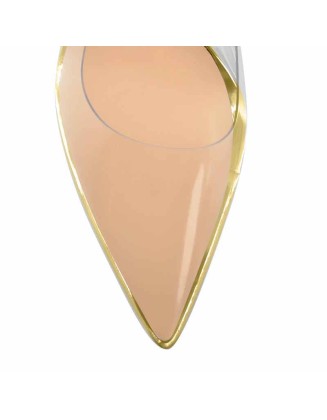 Transparent Pointed Toe Slip on Gold High Heel Stiletto Pumps