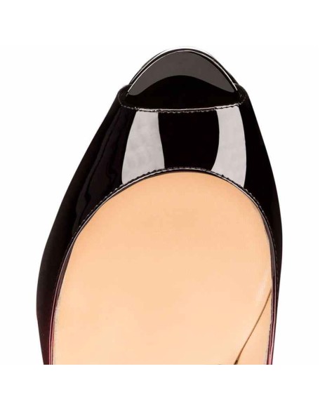 Platform High Heel Peep Toe Black-Red Gradient Slingback Sandals