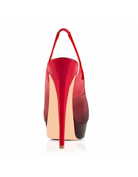 Platform High Heel Peep Toe Black-Red Gradient Slingback Sandals