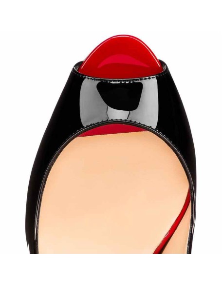 Platform High Heel Peep Toe Black-Red Slingback Sandals