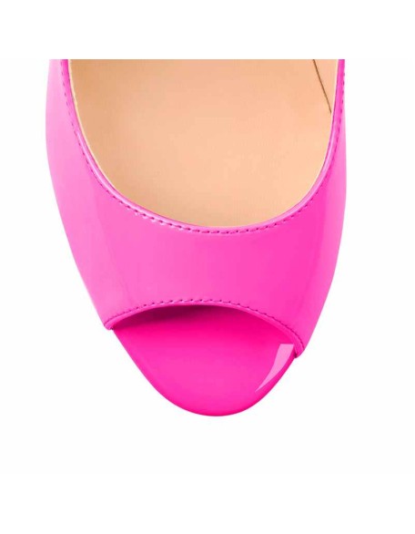 Peep Toe Platform Rose Red Chunky High Heel Pumps