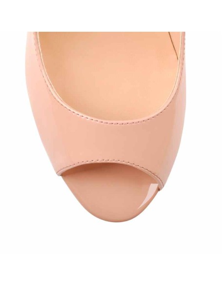 Peep Toe Platform Rose Red Chunky High Heel Pumps