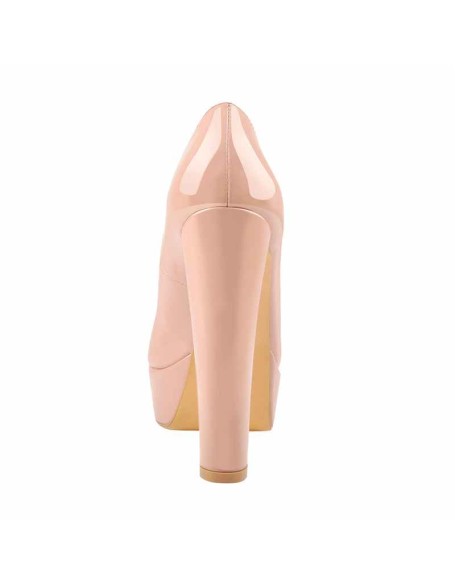 Peep Toe Platform Rose Red Chunky High Heel Pumps