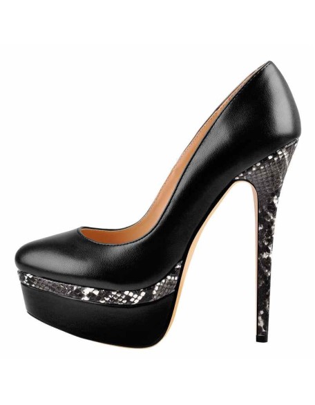 Snake Pattern Double Platform Stiletto Pumps