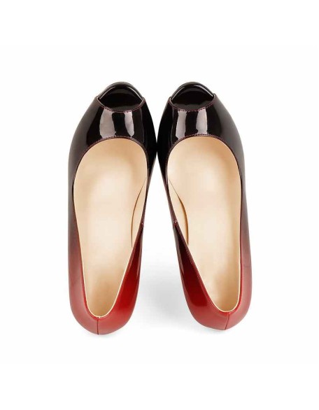 Red Black Peep Toe Platform Stiletto High Heel Pumps